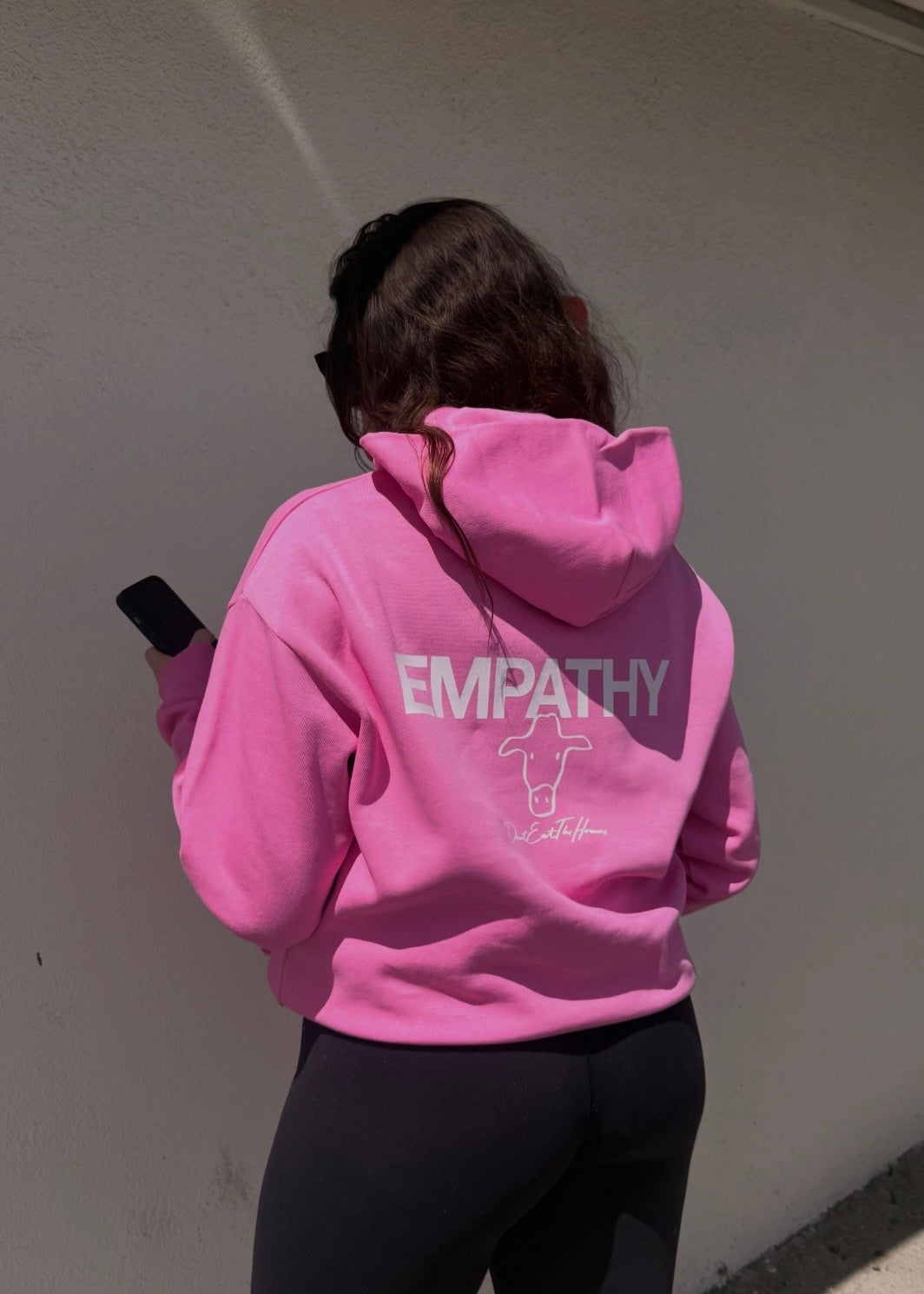 hot pink vegan hoodie empathy 